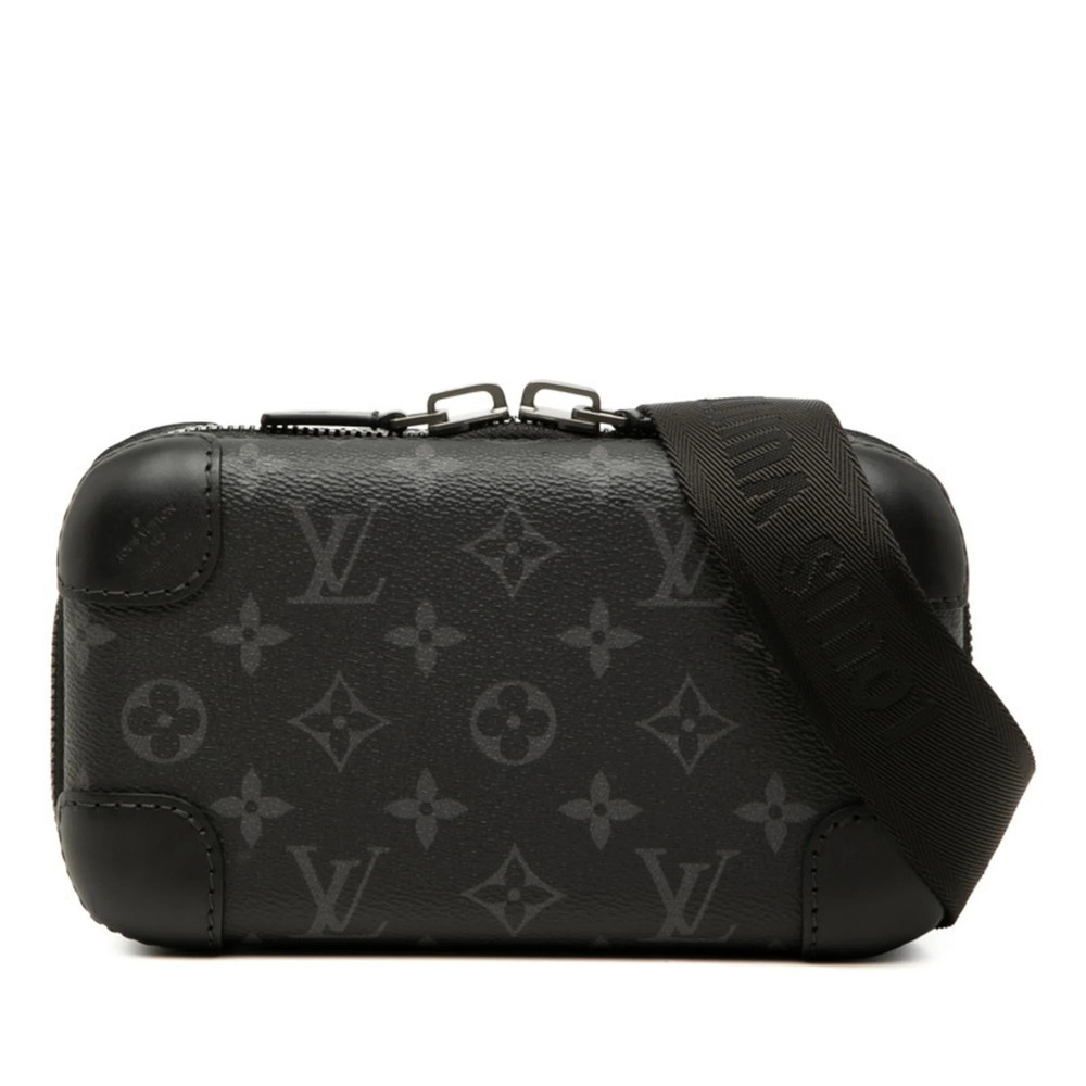 Louis Vuitton Monogram Eclipse Horizon Clutch Shoulder Bag M45579 Black Leath...